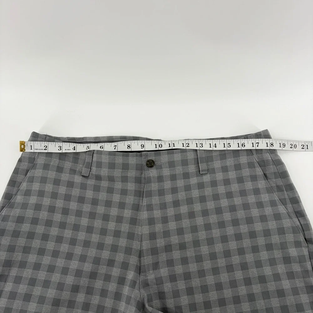PGA Tour Mens 38 Grey Golf Shorts Gingham Plaid Stretch Performance 9 Inseam